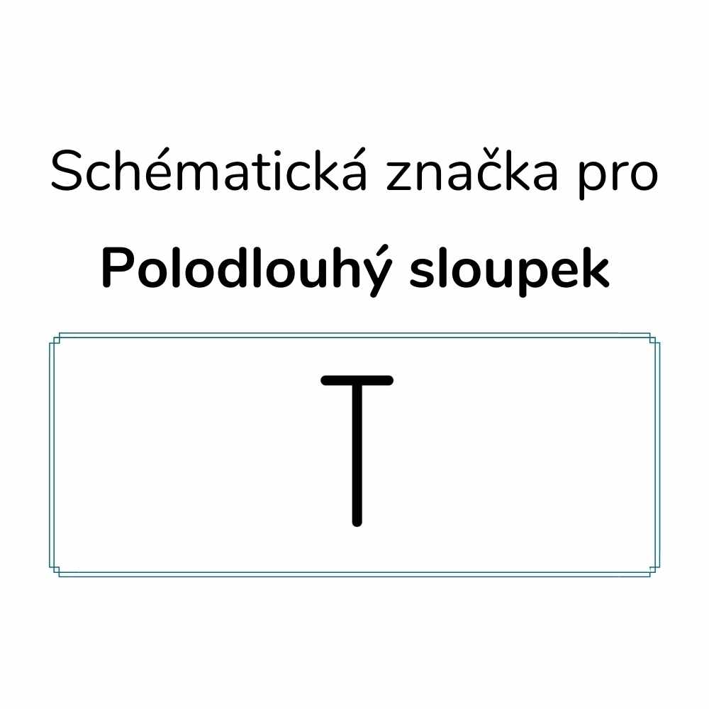 Schématická značka pro polodlouhý sloupek