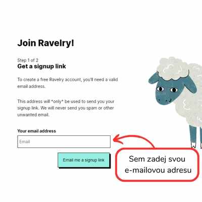 Kam zadat emailovou adresu pro zaslání odkazu pro registraci na ravelry