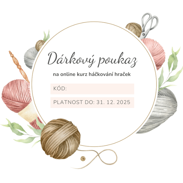 Náhled dárkového poukazu na online kurz háčkování hraček